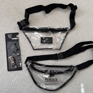 Purdue accessories - clear belt bag, straw toppers